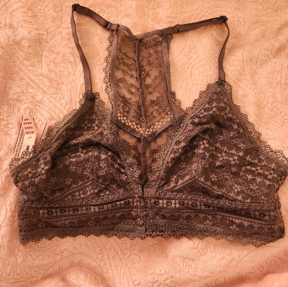NWT Victoria's Secret Dark Olive Green Lace Bralette Bra Small Intimates
